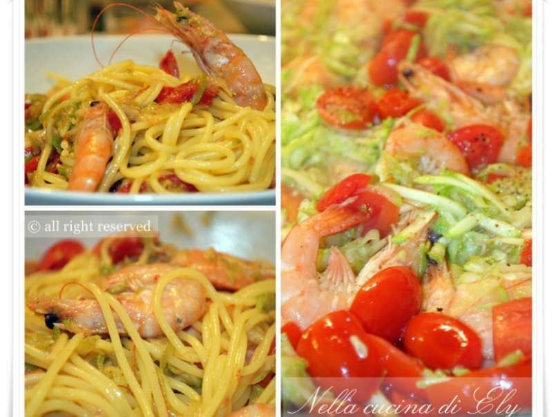 Spaghetti allo zafferano con mazzancolle & C., foto 1