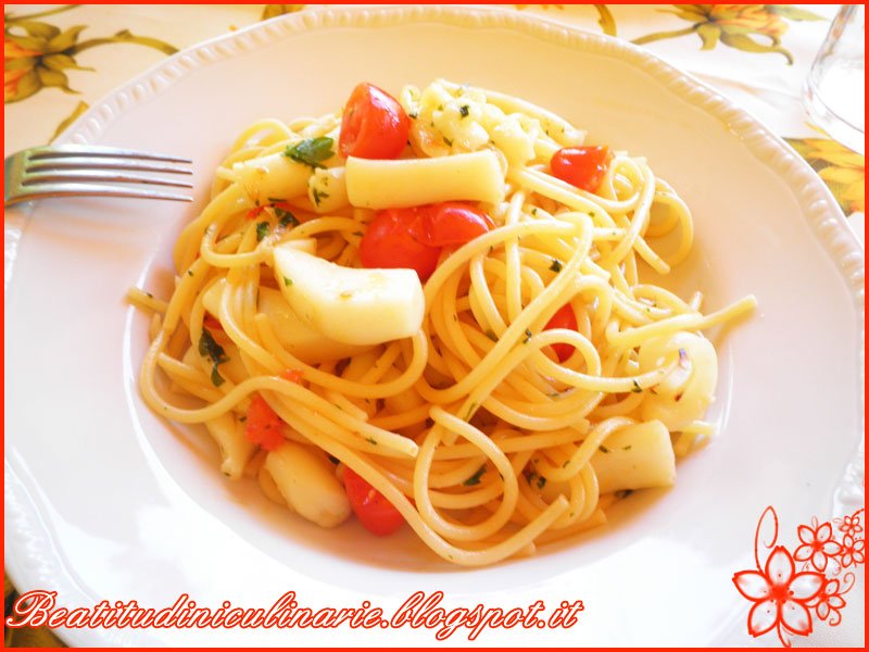 Spaghetti con seppie e pomodorini Ricetta Petitchef