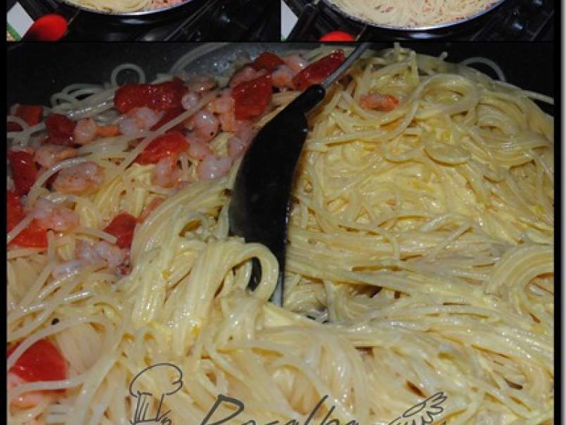 Spaghetti dorati con gamberetti e peperoni - foto 3