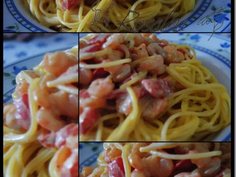 Spaghetti dorati con gamberetti e peperoni - foto 4