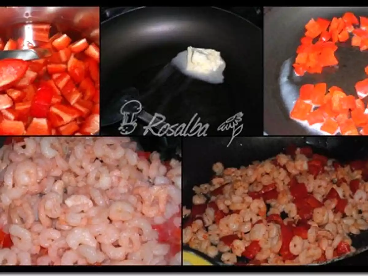 Spaghetti dorati con gamberetti e peperoni - foto 5