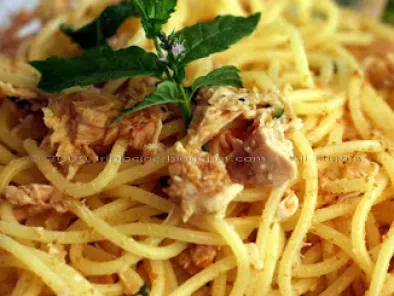 Spaghetti tonno, menta e limone