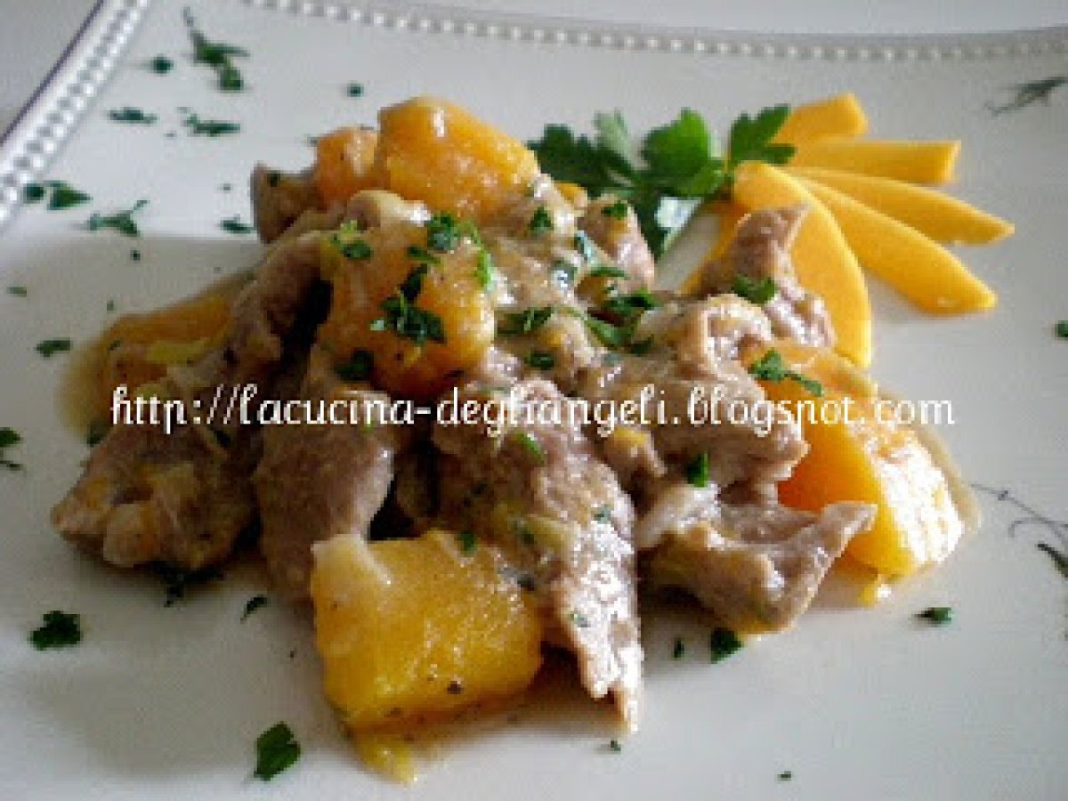 Spezzatino con zucca e porri al profumo di marsala