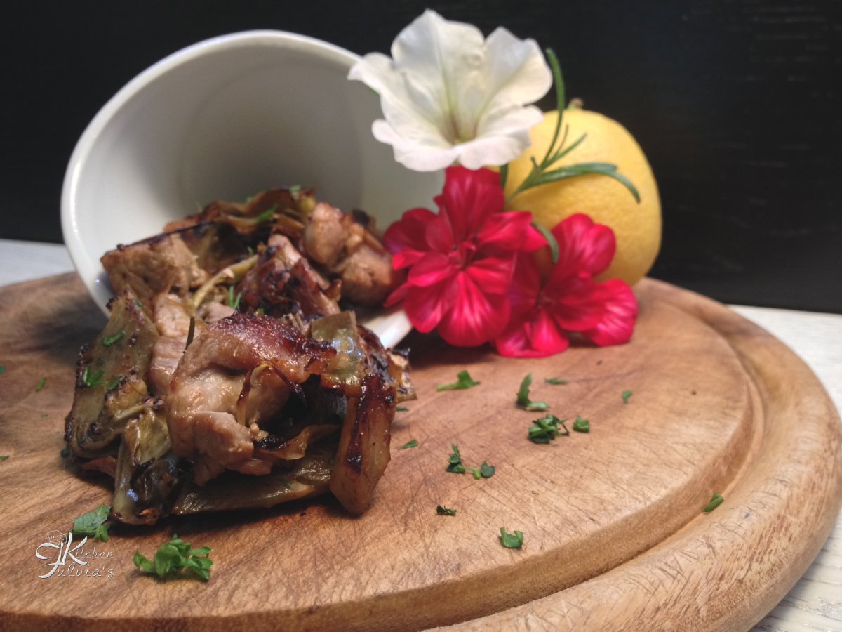 Spezzatino di tacchino light con carciofi al limone