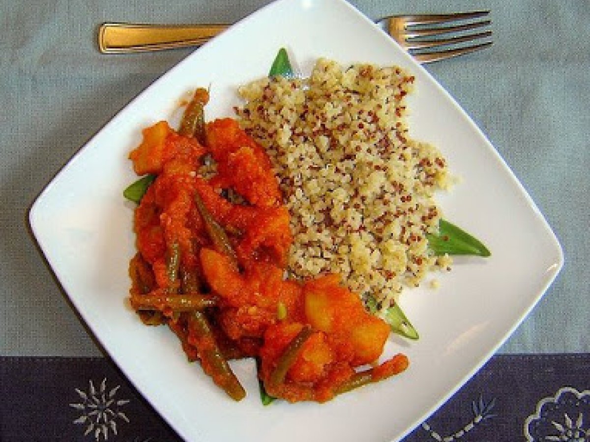 Spezzatino di vitello in umido con bulgur e quinoa