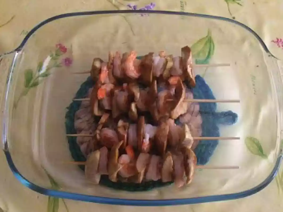 Spiedini di melanzane e gamberi