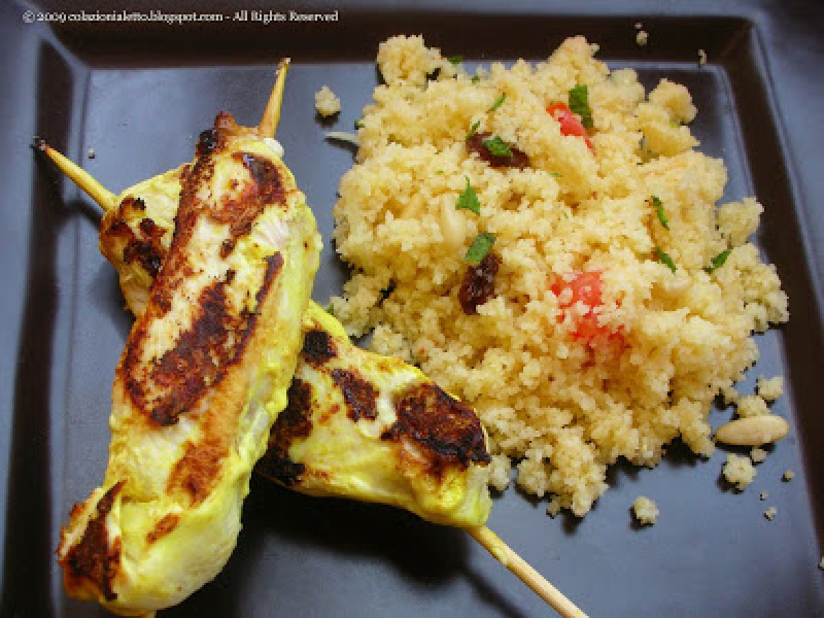 Spiedini di pollo allo zafferano con cous cous