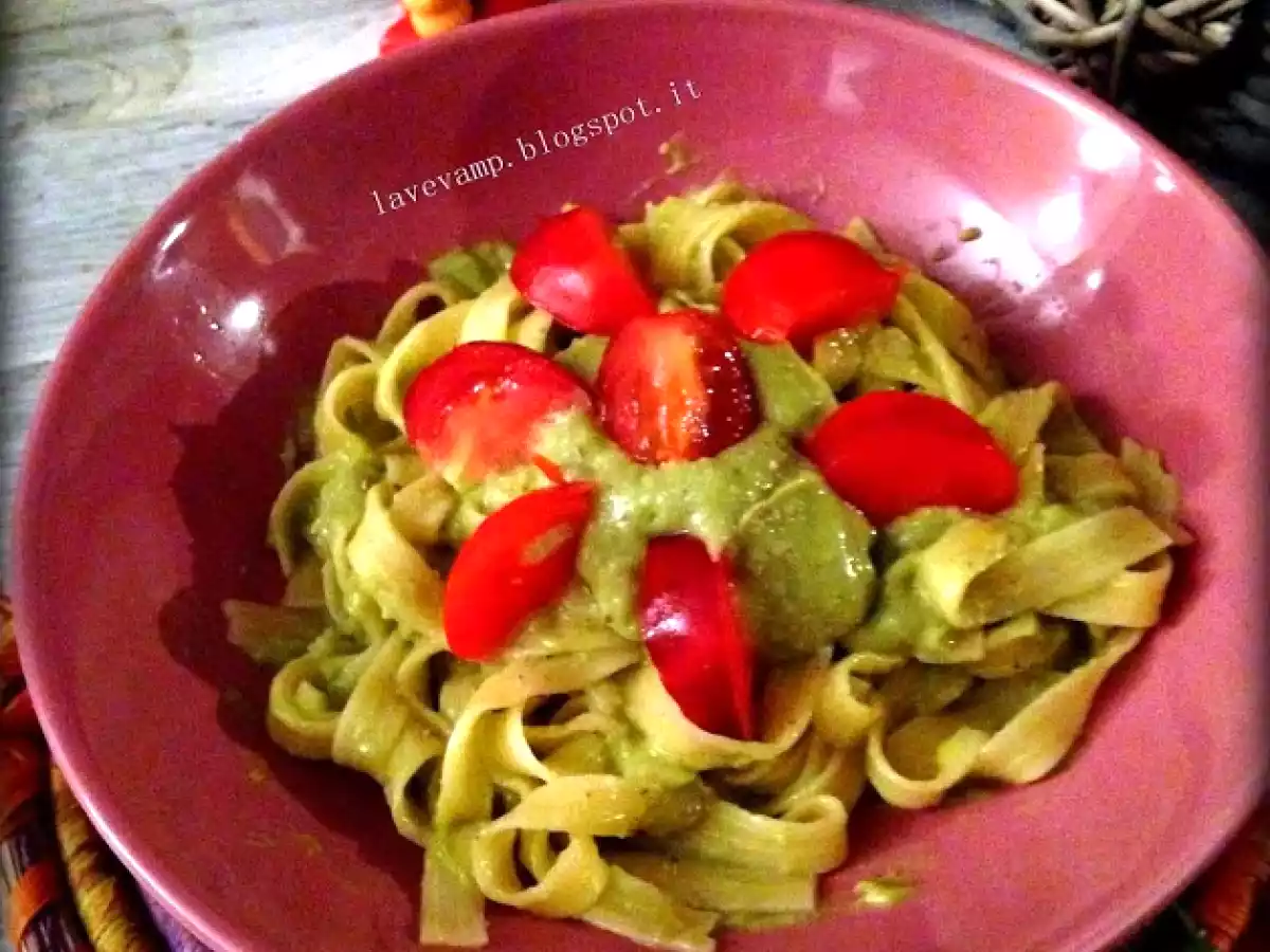 Tagliatelle di Mais Con Crema di Avocado aromatizzata alla Graviola