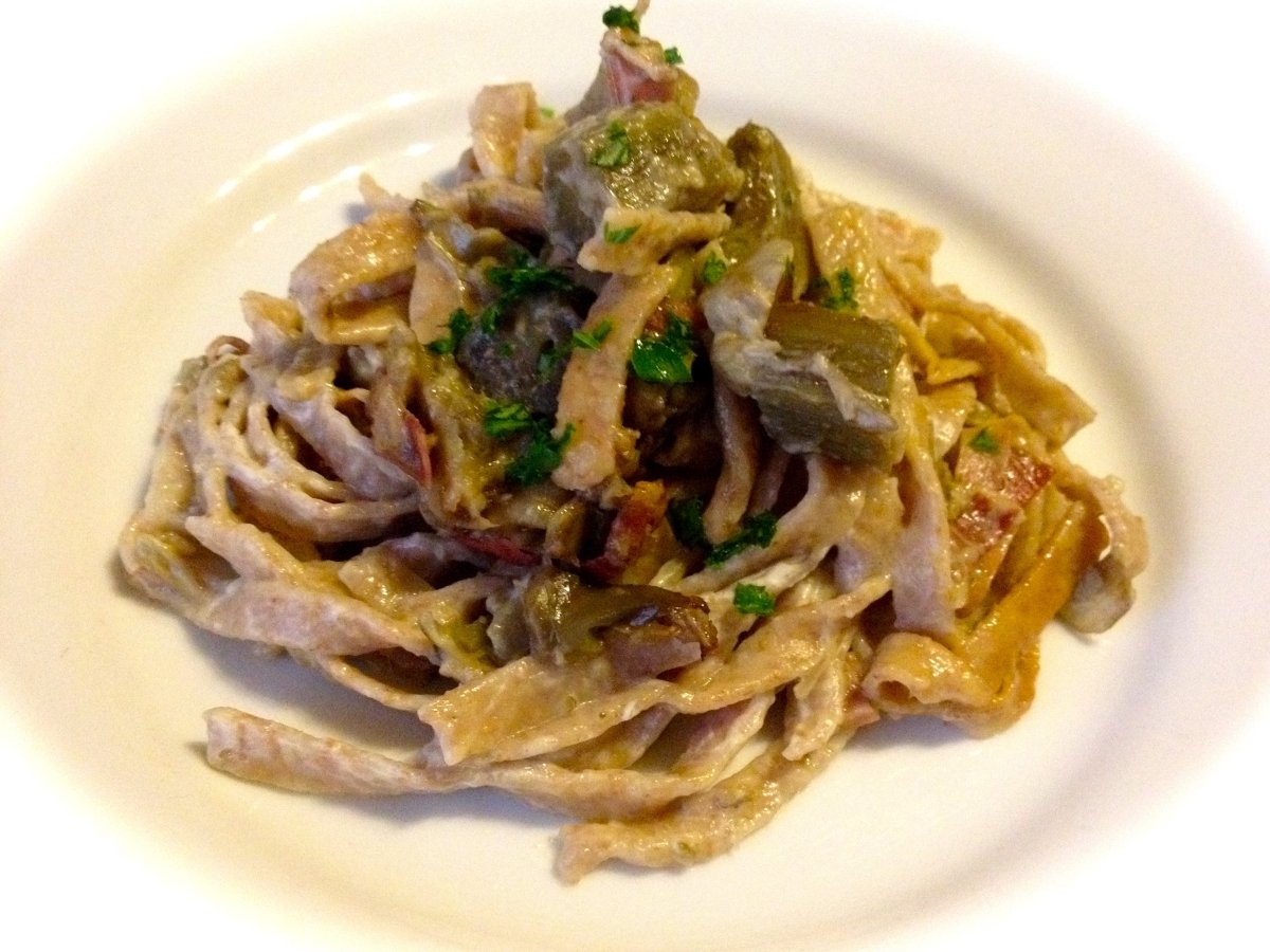 Tagliatelle integrali con carciofi e speck - foto 2