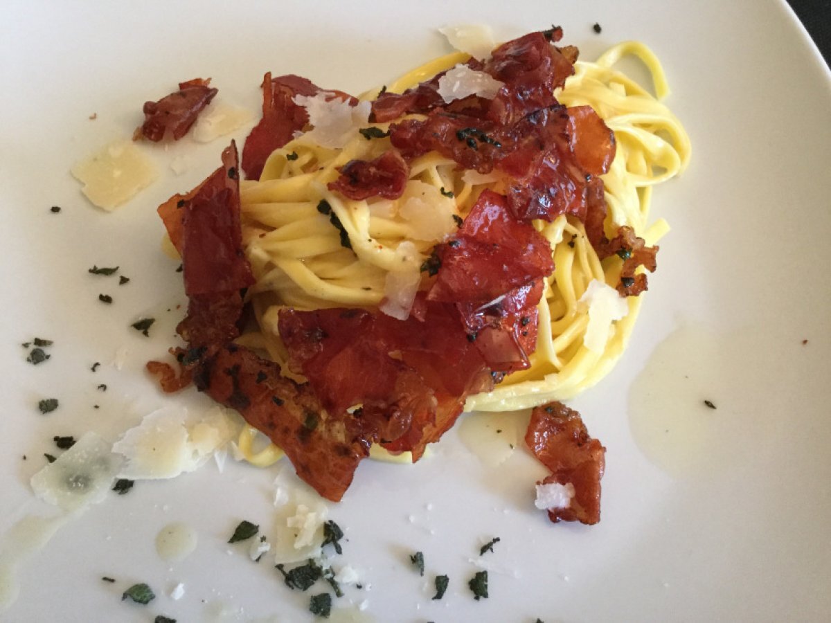 Tagliolini al Culatello di Zibello D.O.P. e Parmigiano