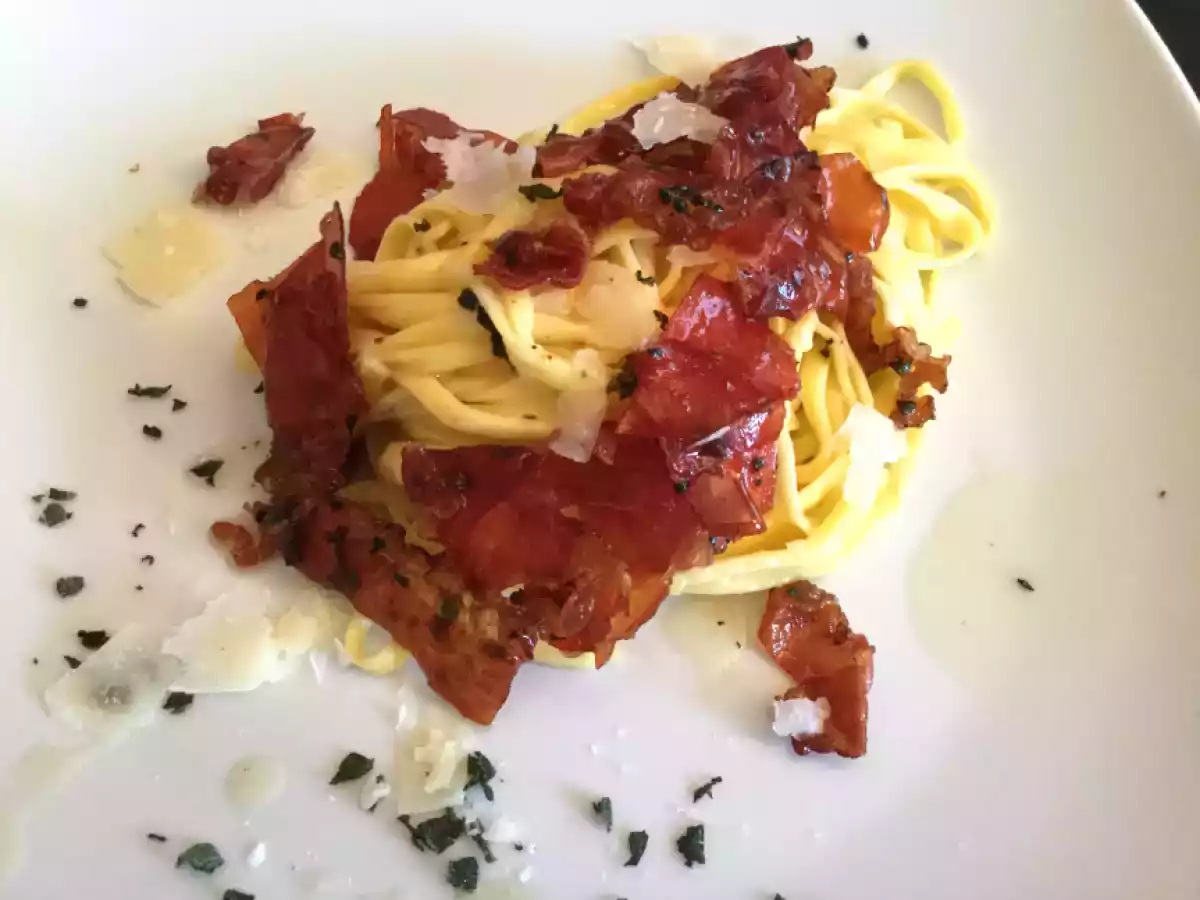 Tagliolini al Culatello di Zibello D.O.P. e Parmigiano