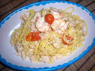 Tagliolini al ragù di cernia e gamberoni