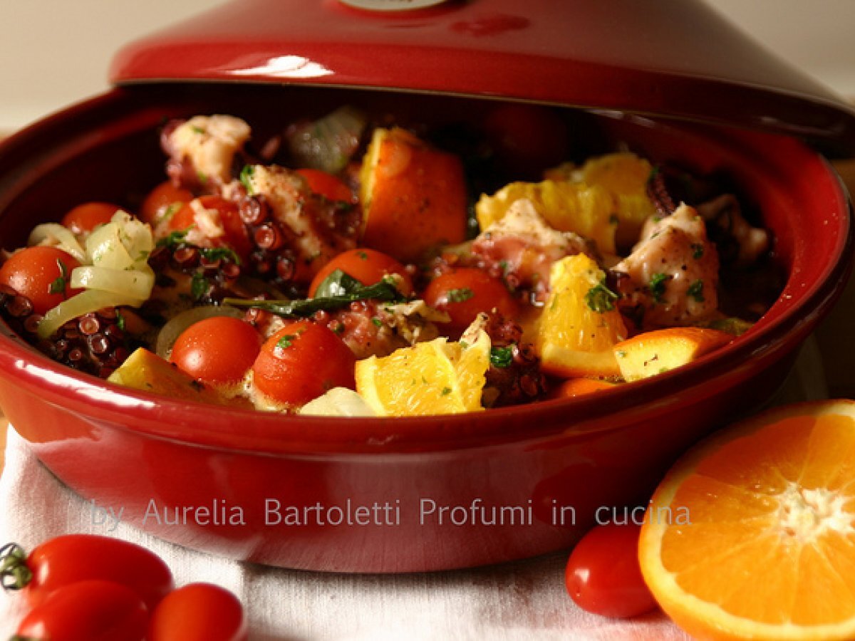 Tajine di polpo all'arancia