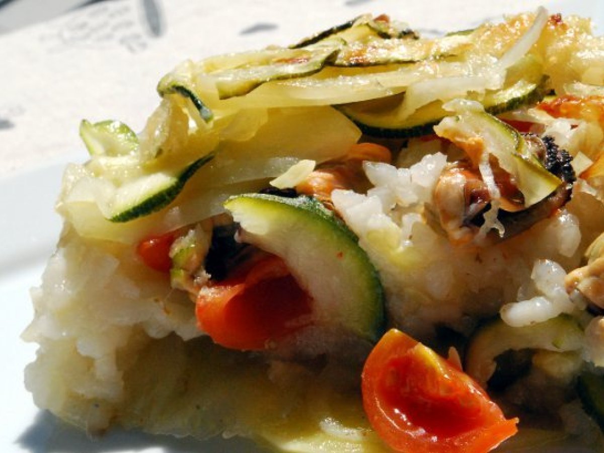 Tiella Salentina riso, patate e cozze