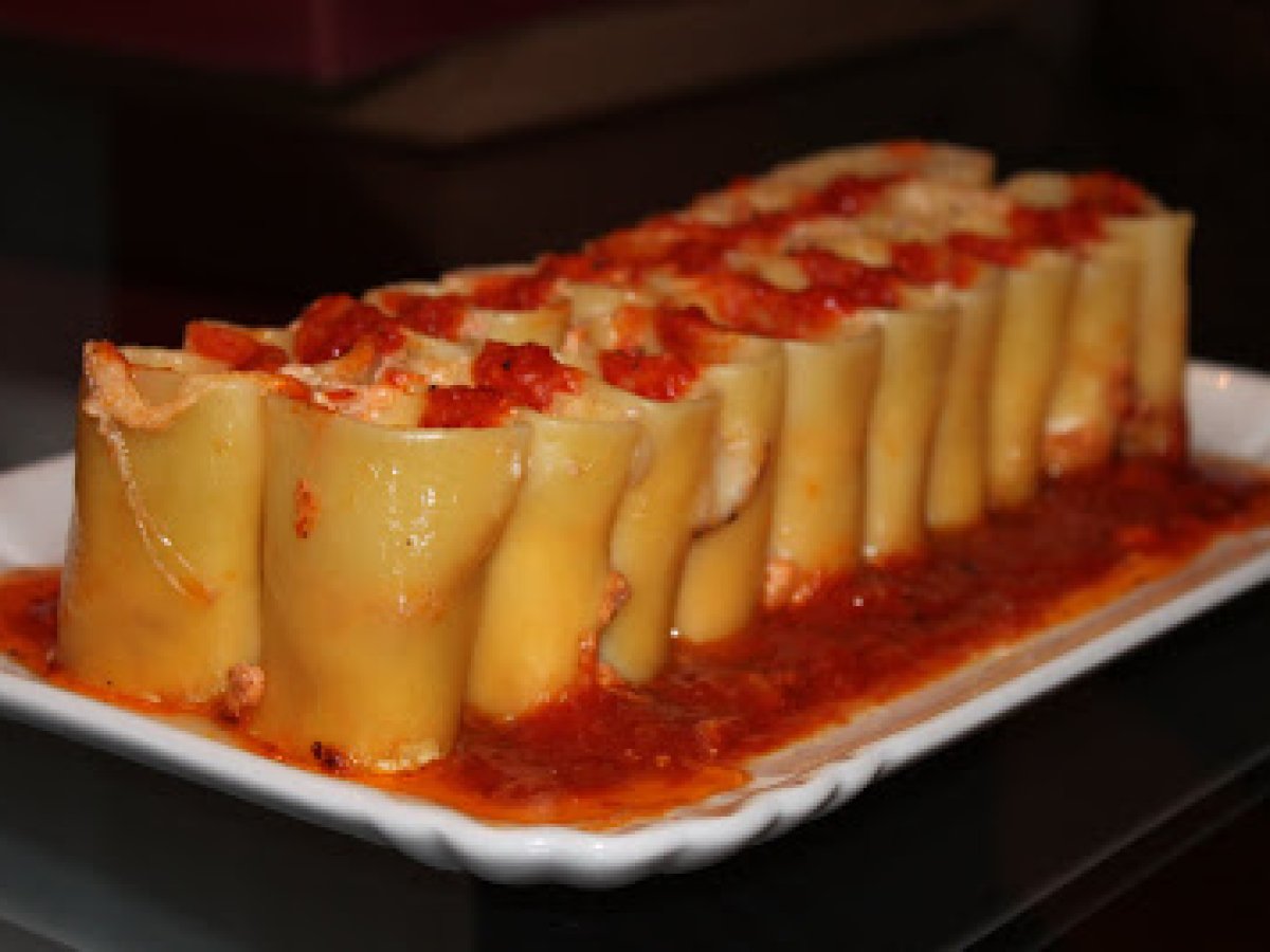 Timballo di paccheri in piedi