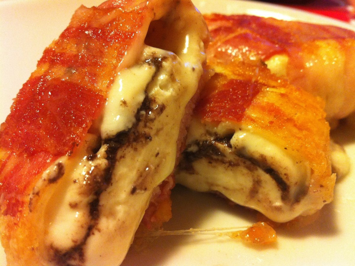 Tomini piastrati al bacon e patè d’oliva