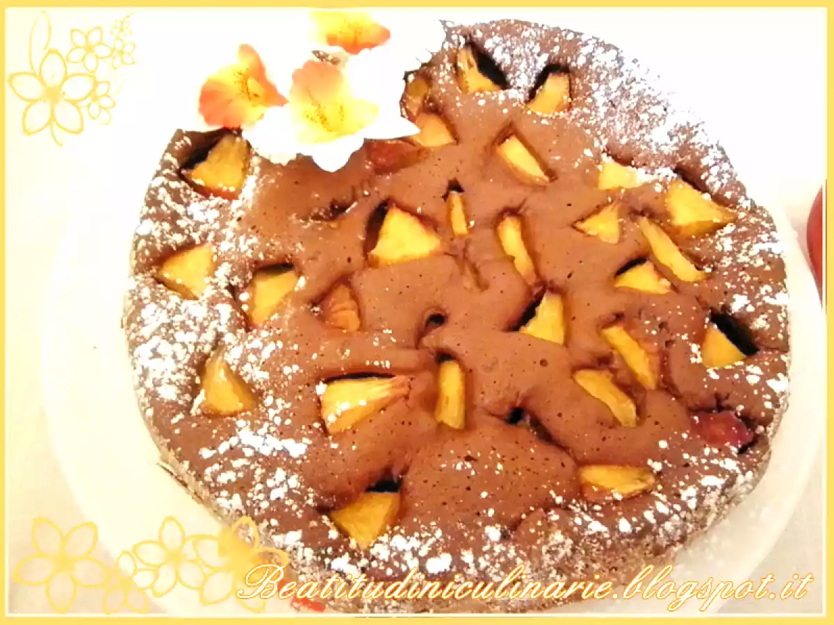 Torta cioccolato e pesche