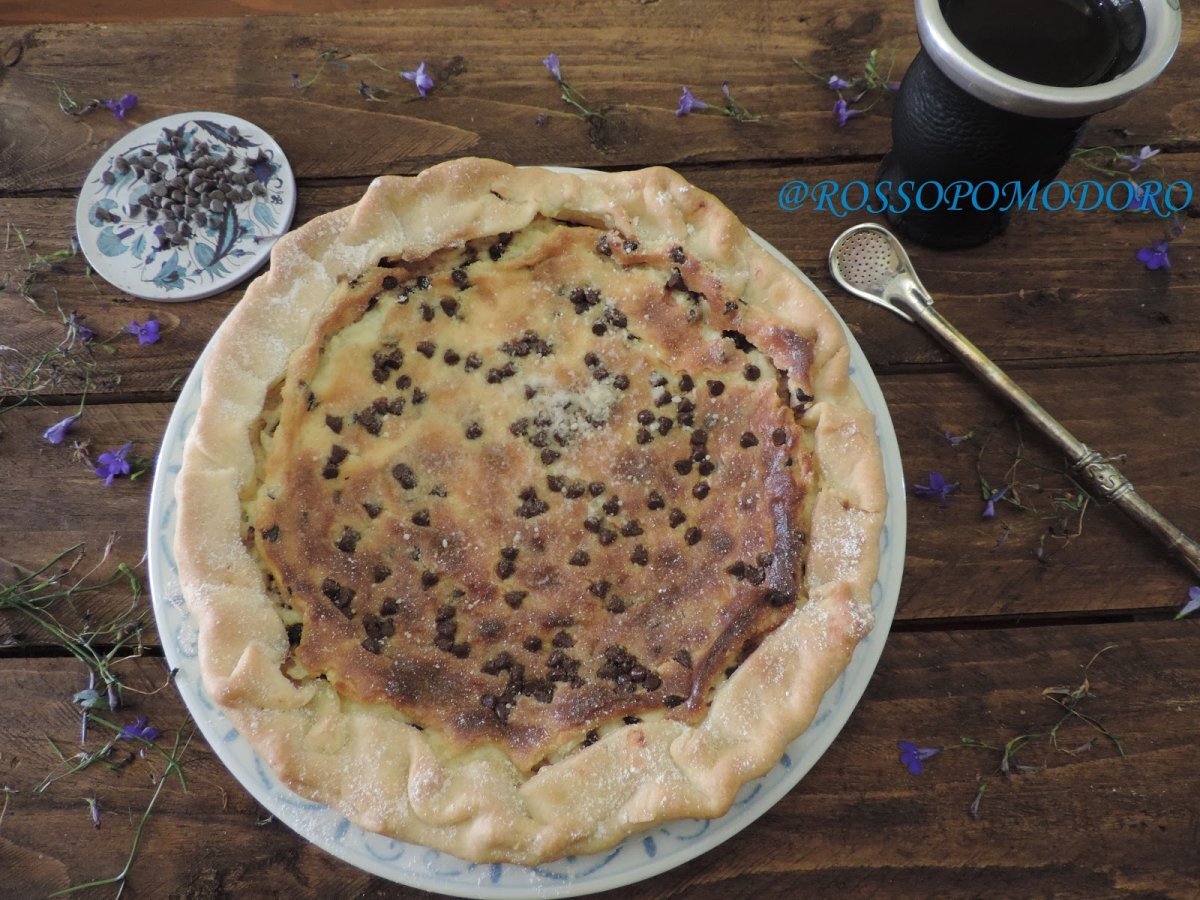 Torta con ricotta mascarpone e gocce di cioccolato