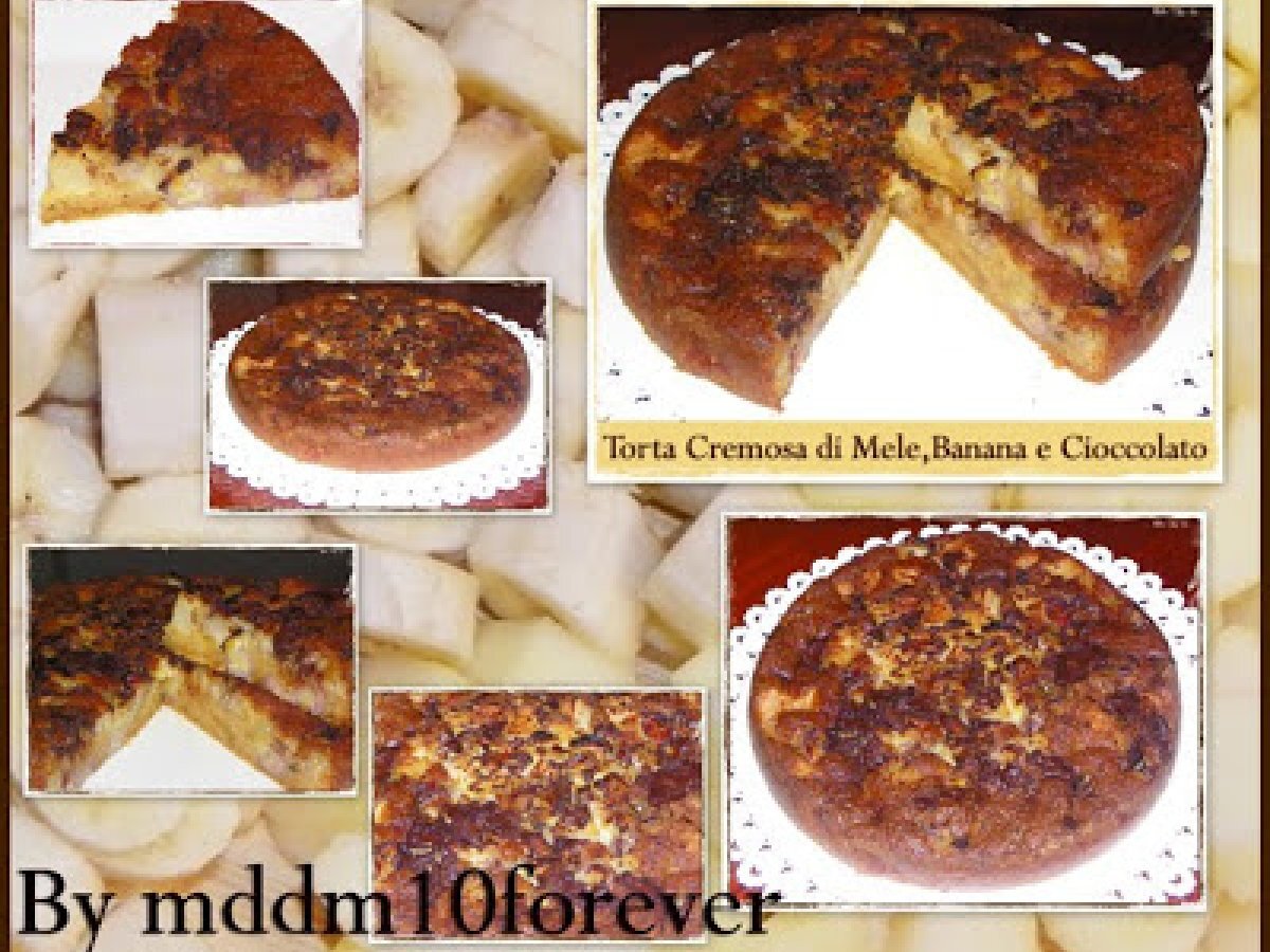 TORTA CREMOSA DI MELE, BANANA E CIOCCOLATO, foto 7
