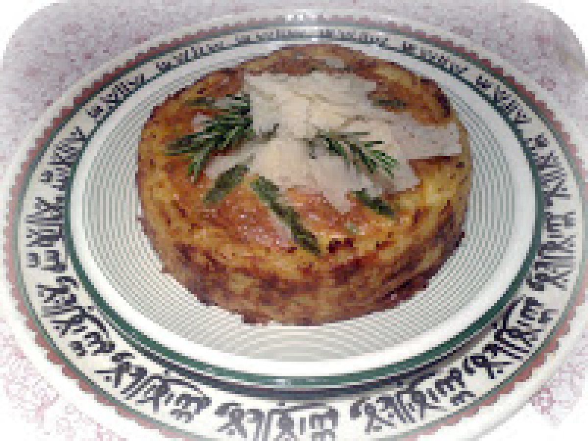 TORTA DI ROSTI' DI PATATE CON ASPARAGI E PECORINO SARDO