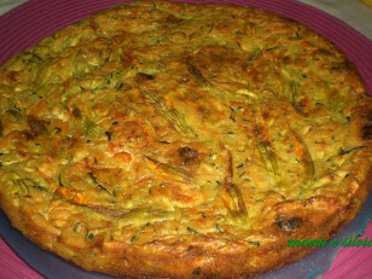 Torta lievitata di zucchine e fiori