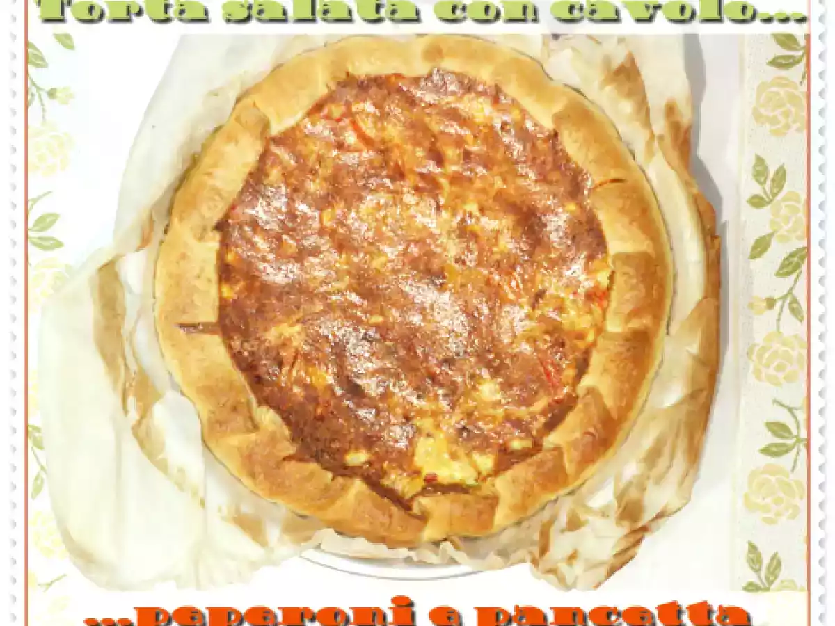 Torta salata con cavolo, peperoni e pancetta - foto 3