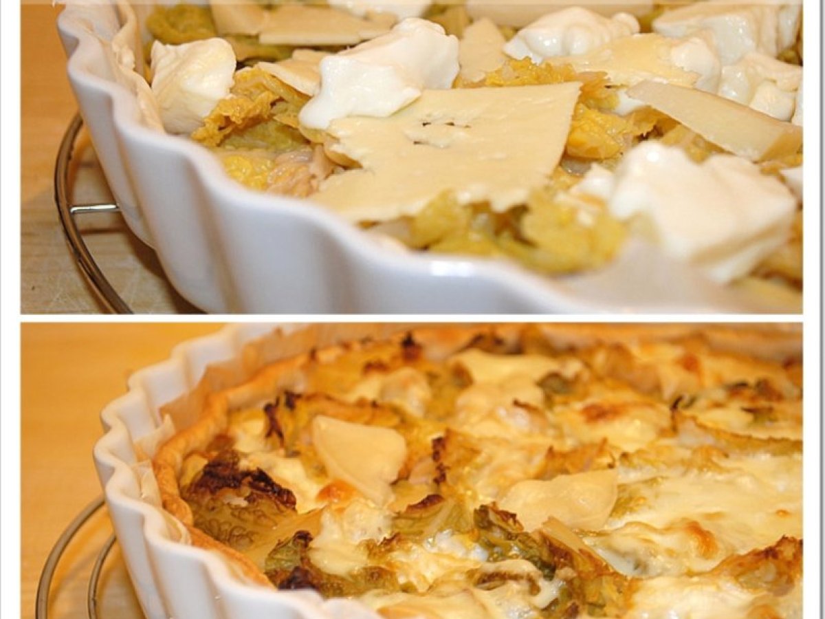 Torta salata con verza e crescenza