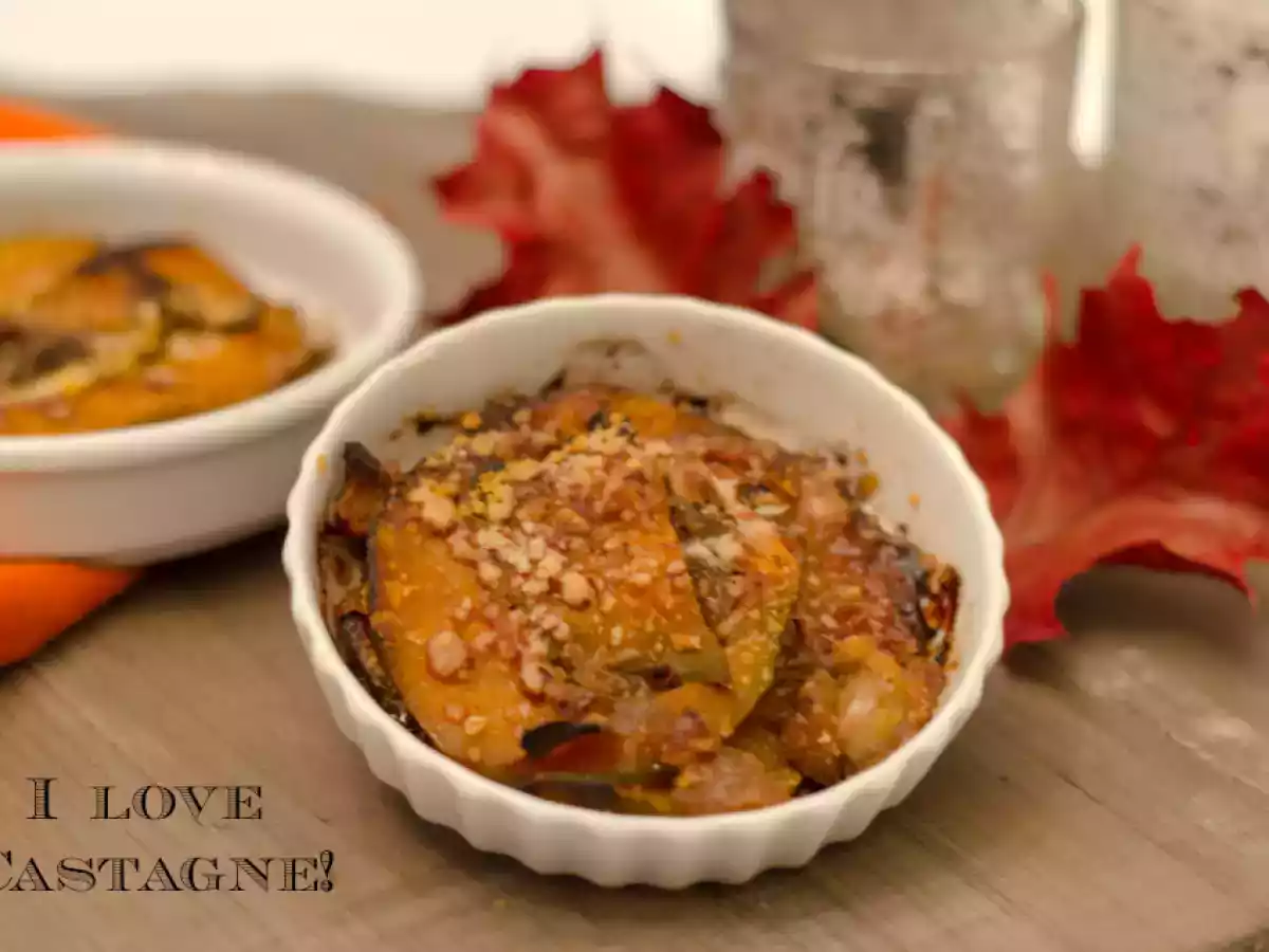 Tortino di Castagne, cipolla caramellata e zucca