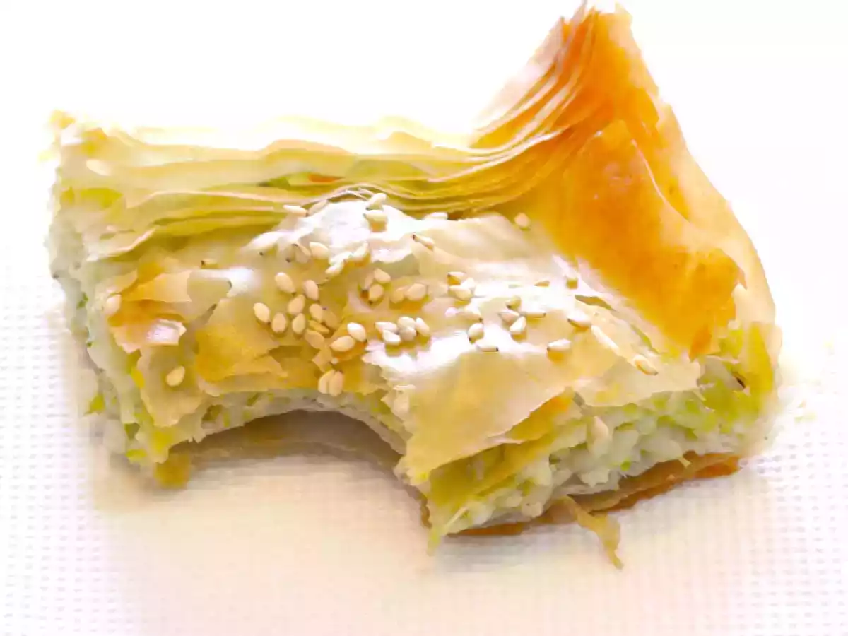 Tortino di pasta fillo e riso al pesto