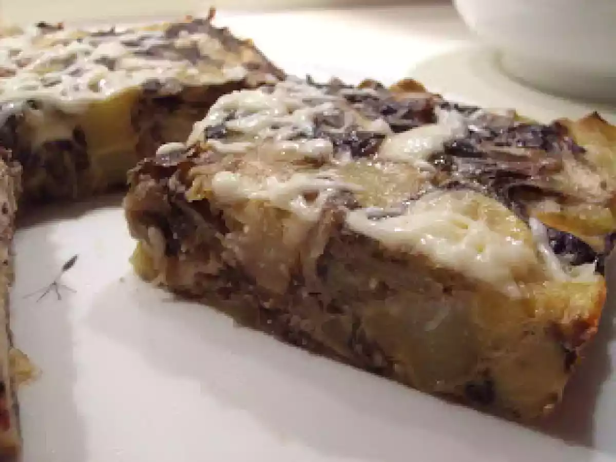 Tortino di patate, radicchio e scamorza