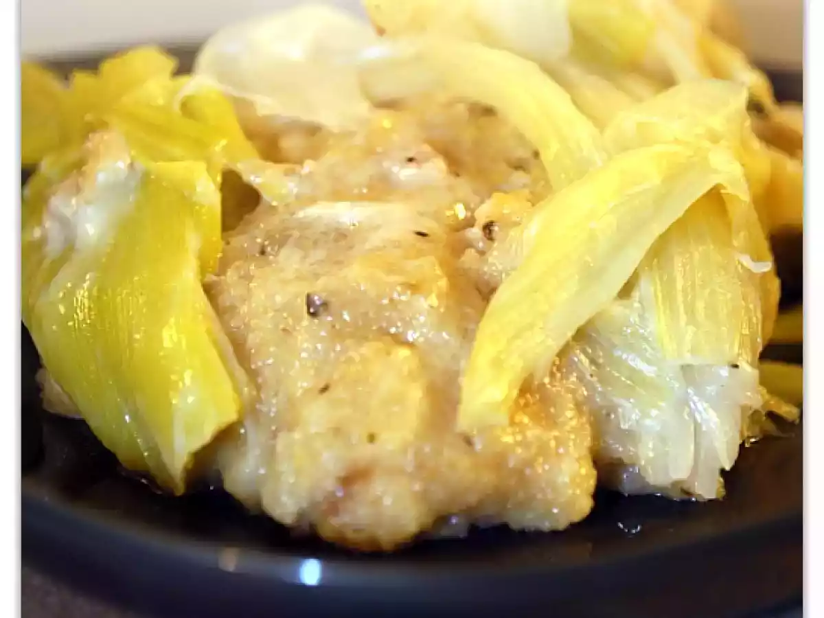 Tortino di polenta ai funghi, con porri e gorgonzola
