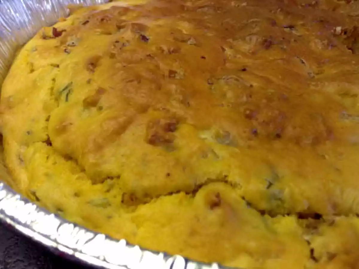 Tortino di zucca, speck e cipollotti