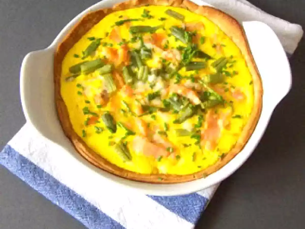 Tortino saporito con ricotta, fagiolini e salmone affumicato