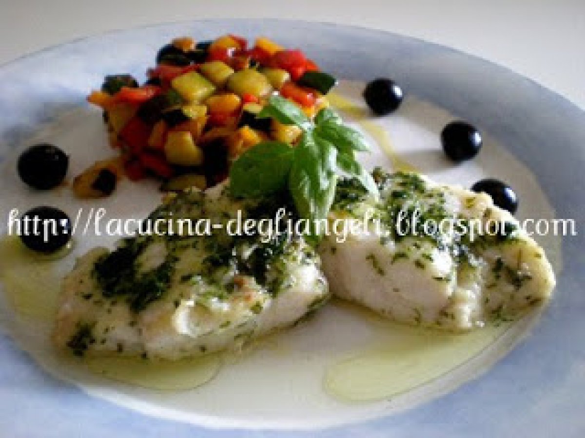 Tranci di cernia con caponata di verdure, foto 1