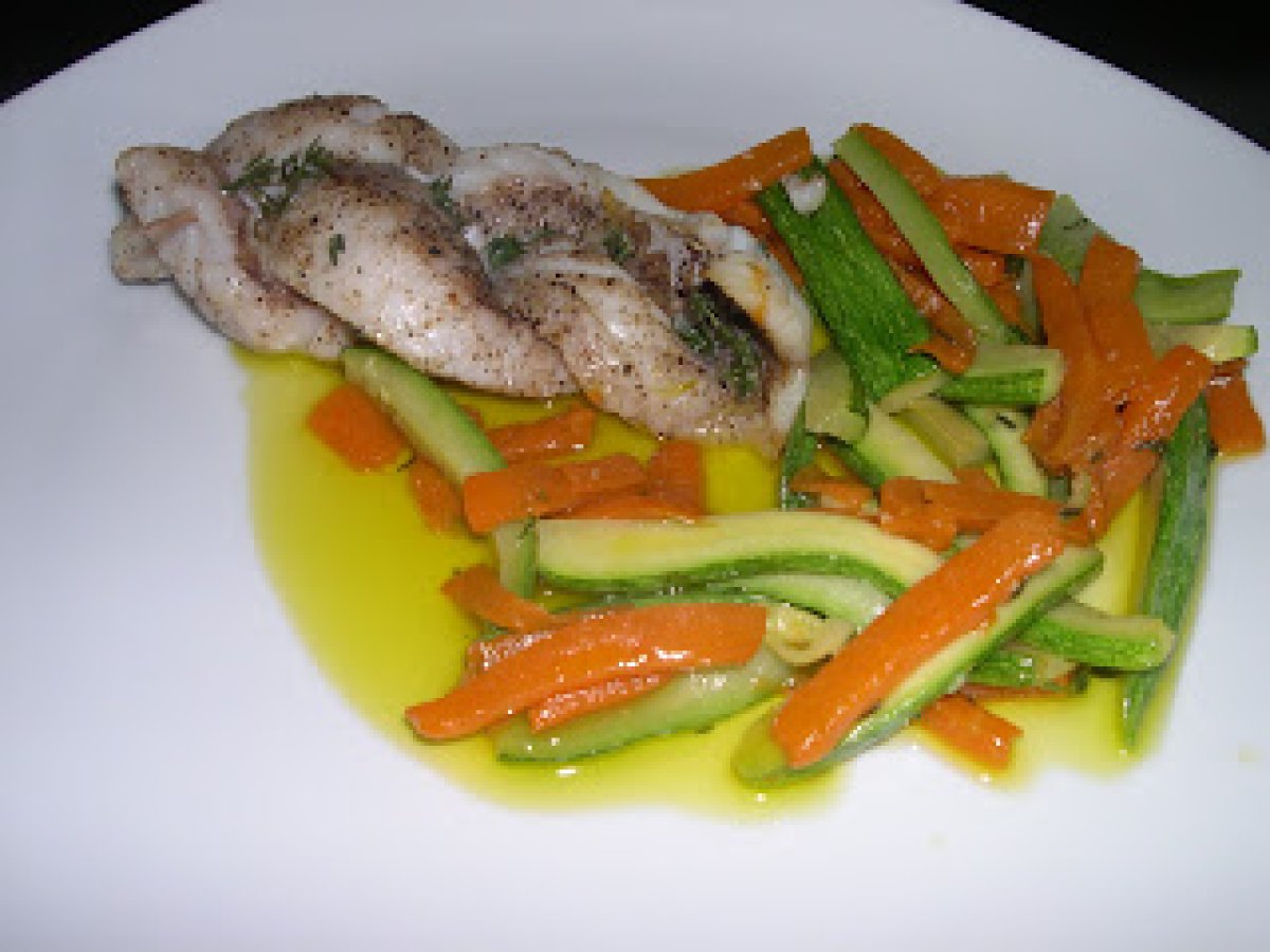 Treccine di branzino con verdure