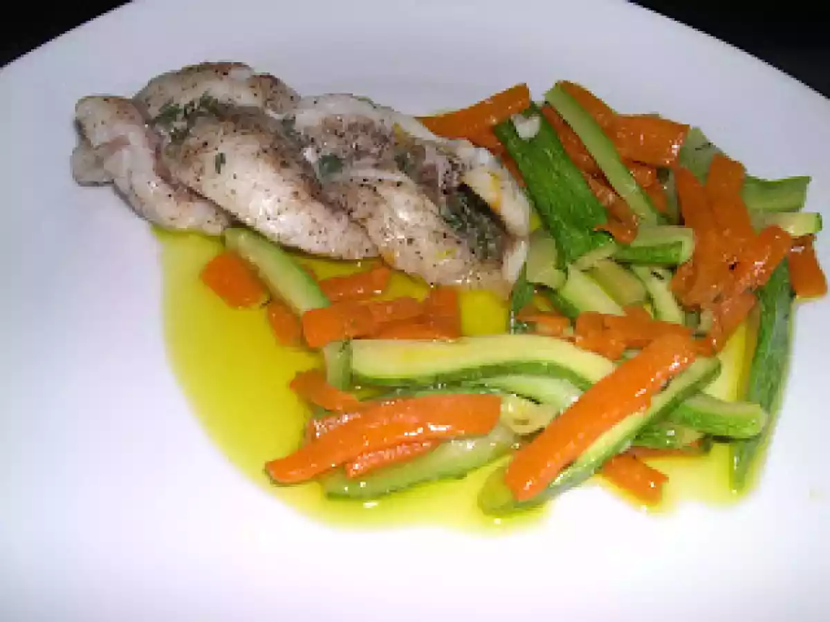 Treccine di branzino con verdure