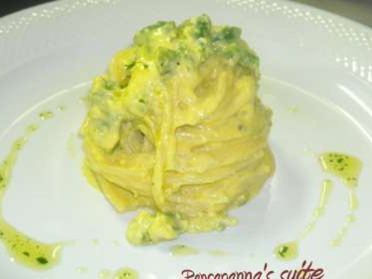 Trenette alla carbonara di asparagi e tartufo nero