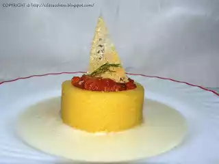 Trippa alla fiorentina, polenta di mais di marano vicentino, fonduta di parmigiano
