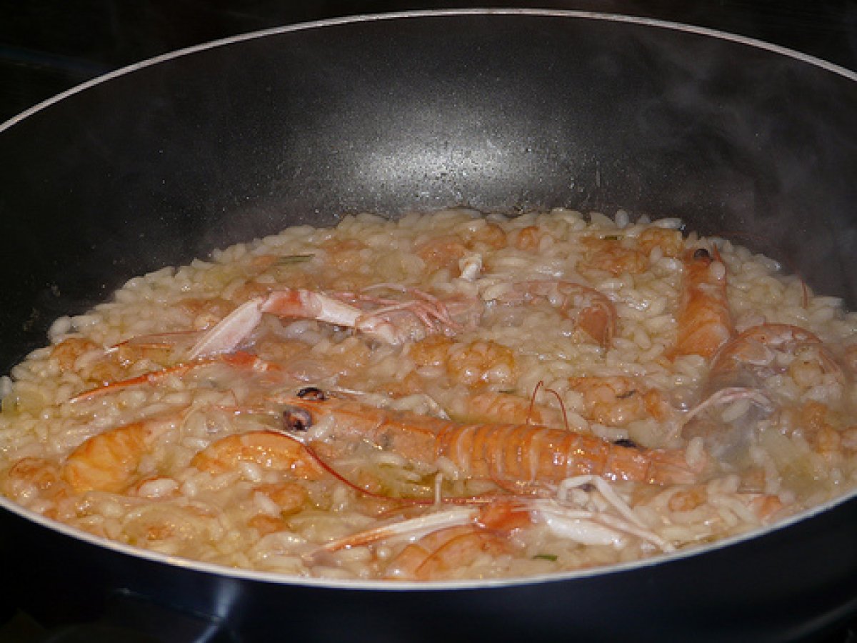 Un fantastico risotto con gamberi e scampi