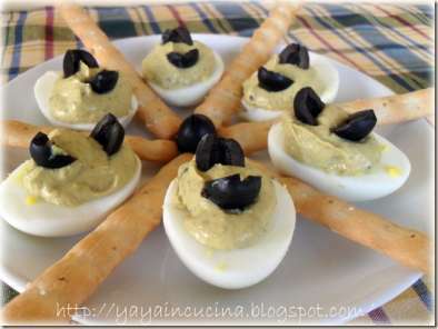 Uova ripiene senape e olive