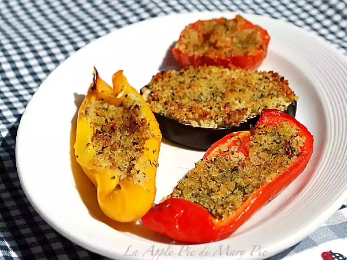 Verdure miste al forno ripiene con mollica saporita