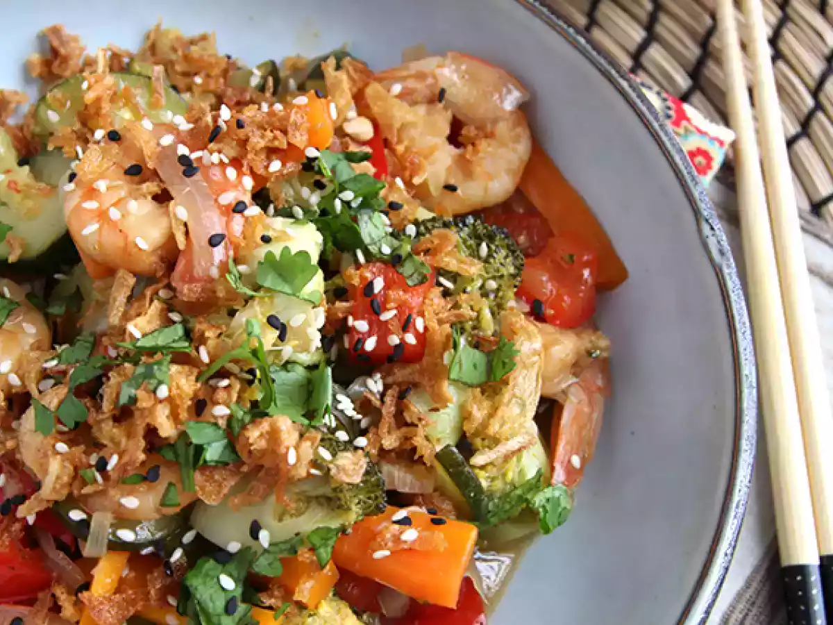Wok di verdure, gamberi e zenzero - foto 2