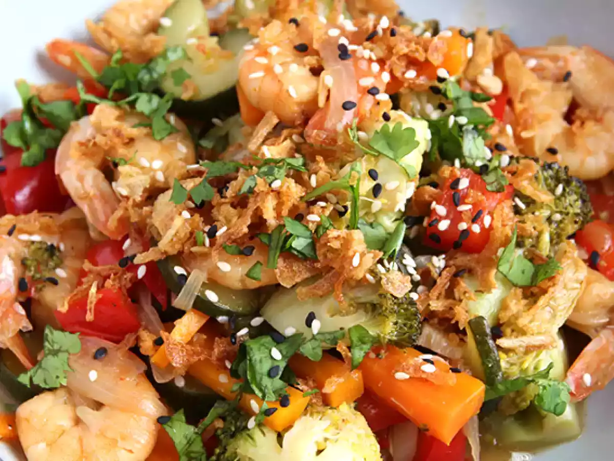 Wok di verdure, gamberi e zenzero - foto 6