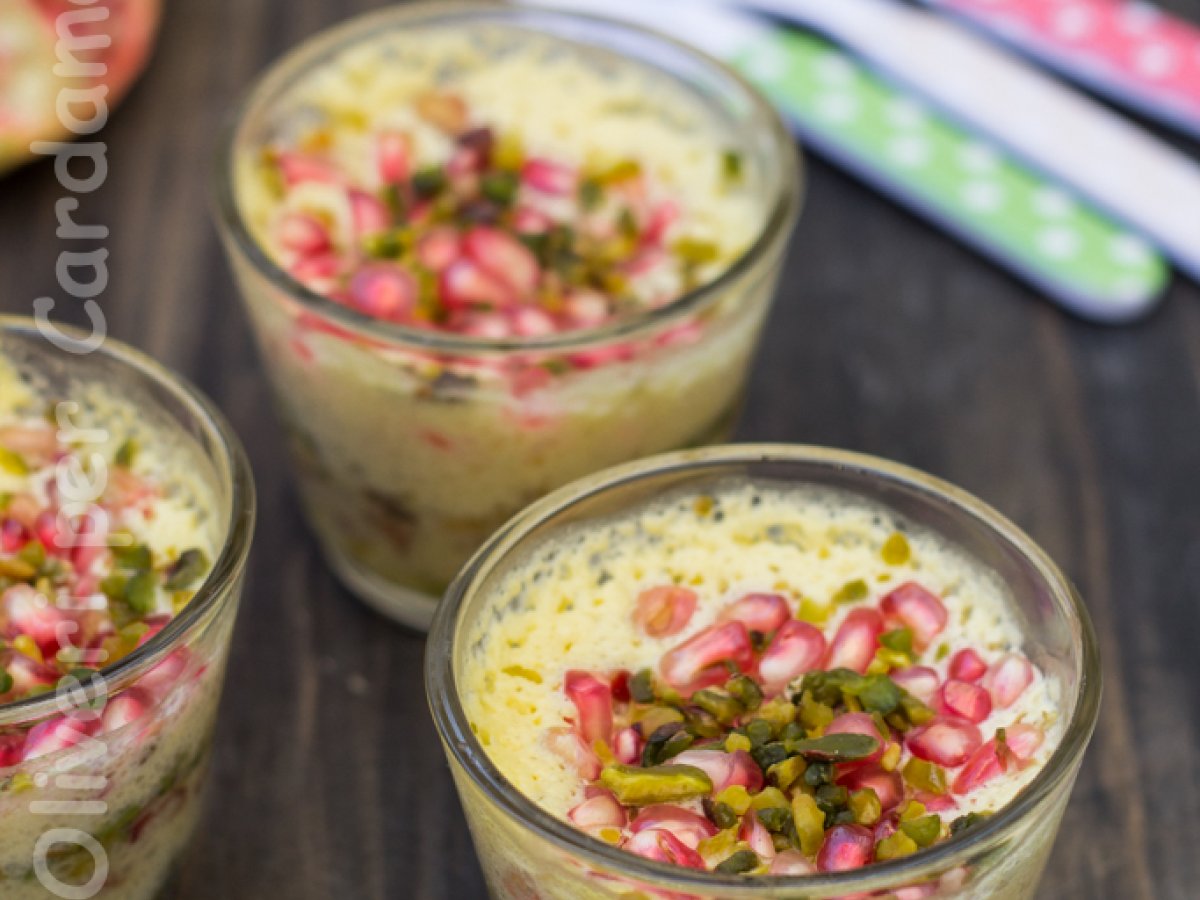Zabaione light con melograno e pistacchi