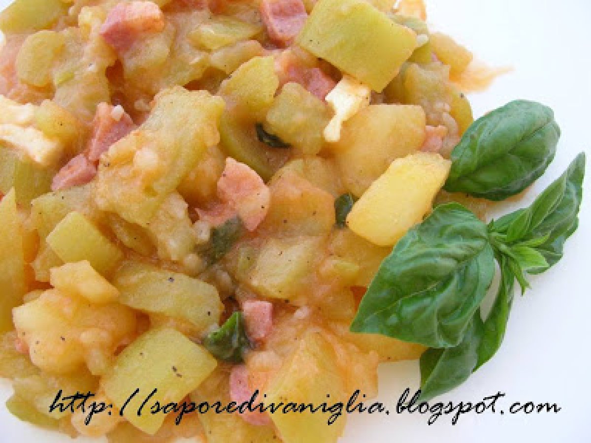 Zucca lunga con patate e pancetta