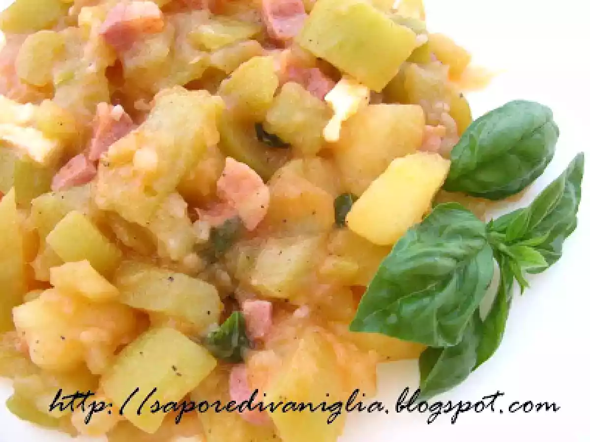 Zucca lunga con patate e pancetta