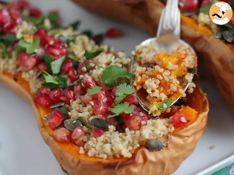 Zucca ripiena con insalata di quinoa e melograno - Ricetta vegana - foto 4