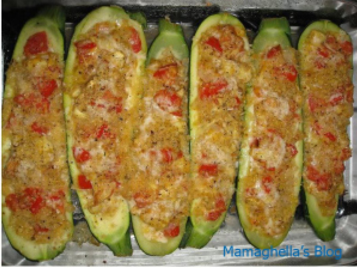 Zucchine ripiene con ricotta e pancetta