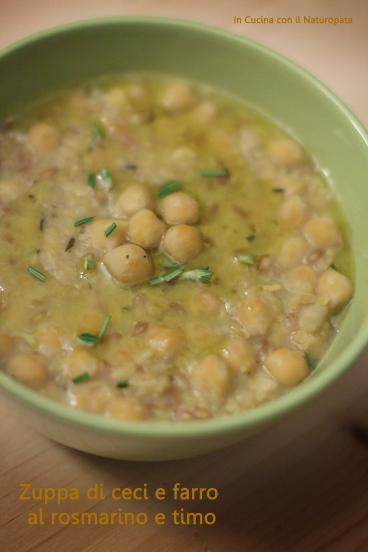 Ricetta zuppa di ceci e farro al rosmarino e timo
