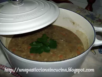 Zuppa di riso e legumi in cocotte Le Creuset